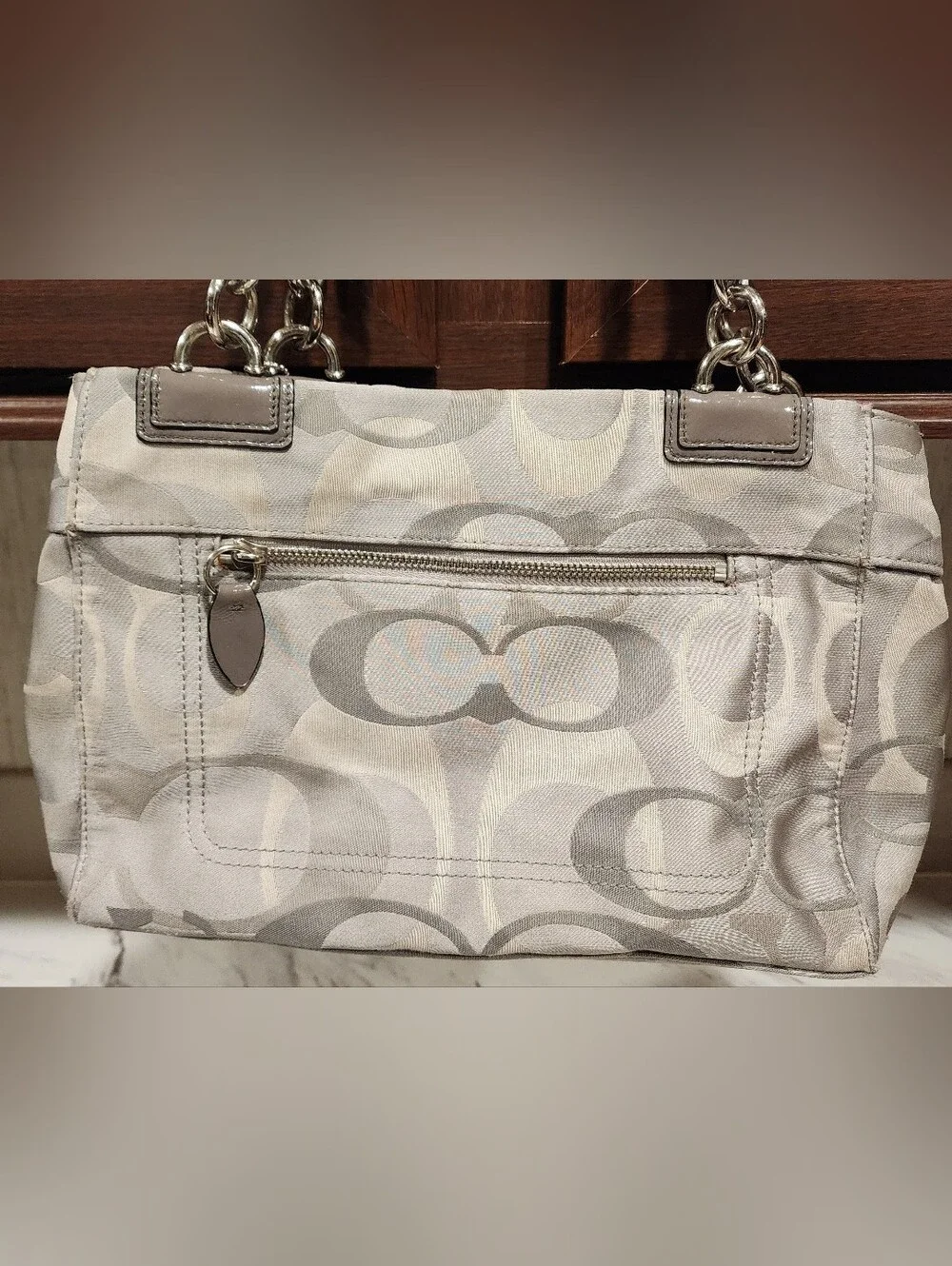 Coach Penelope Optic Signature Gray Shoulder Bag